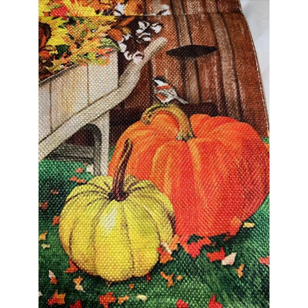 Pumpkin Welcome Flower Fall Garden Flag Double Side Decorative Yard Flag 12“×18”